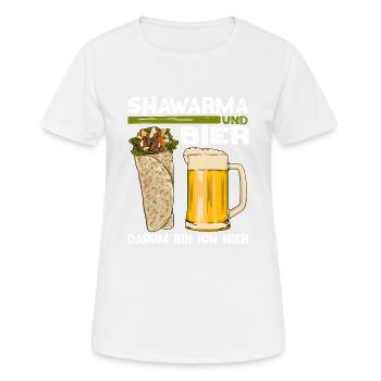 Shawarma und Bier Darum bin ich hier Design - Frauen T-Shirt atmungsaktiv - Weiß - Vorne - AI Model Female 172 dark (172cm)