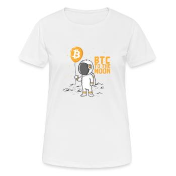 Cryptocurrency Bitcoin Astronaut BTC to The Moon - Women's Breathable T-Shirt - white - Front - AI Model Female 172 dark (172cm)