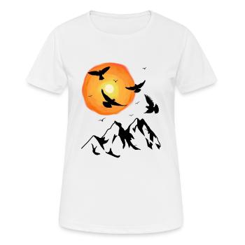 Mountains Sun Birds Nature Mountains Mountains Mountain Alm - Women's Breathable T-Shirt - white - Front - AI Model Female 172 dark (172cm)
