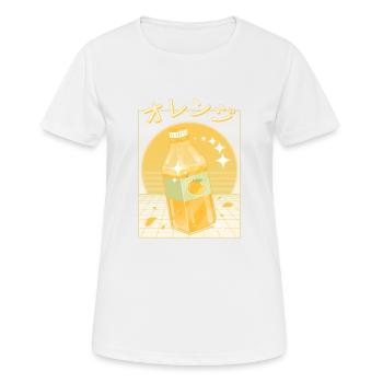 Retro japanische Orange Soda - Vaporwave Ästhetik - Frauen T-Shirt atmungsaktiv - Weiß - Vorne - AI Model Female 172 dark (172cm)
