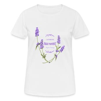 Lavande fleurs image avec inscription - T-shirt respirant Femme - blanc - Devant - AI Model Female 172 dark (172cm)