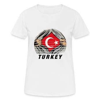 Drapeau turc - T-shirt respirant Femme - blanc - Devant - AI Model Female 172 dark (172cm)