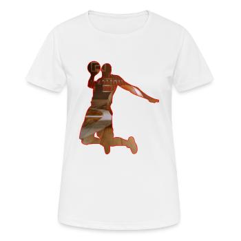Basketball Baller Dunker Silhouette - Women's Breathable T-Shirt - white - Front - AI Model Female 172 dark (172cm)