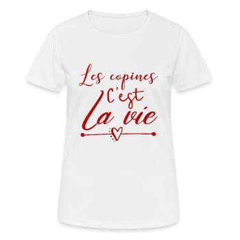 Les copines t shirt humour - T-shirt respirant Femme - blanc - Devant - AI Model Female 172 dark (172cm)