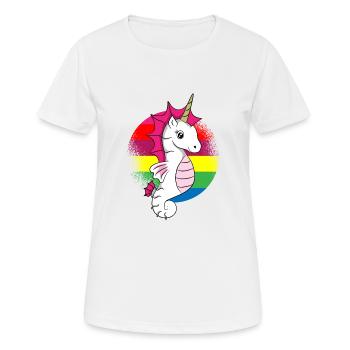 Seahorse bunt by The Manzanita`s - Frauen T-Shirt atmungsaktiv - Weiß - Vorne - AI Model Female 172 dark (172cm)