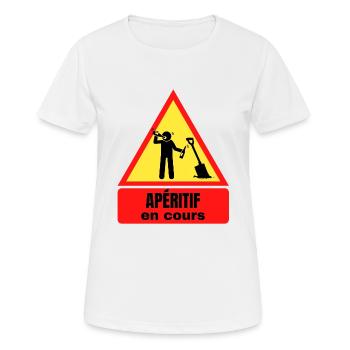 Apéritif en cours Humour Alcool Amis - T-shirt respirant Femme - blanc - Devant - AI Model Female 172 dark (172cm)