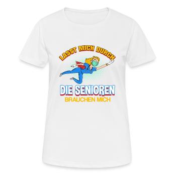 Lasst mich durch die Senioren brauchen mich - Frauen T-Shirt atmungsaktiv - Weiß - Vorne - AI Model Female 172 dark (172cm)