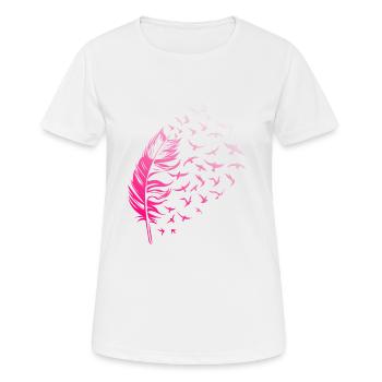 Feder Vintage Vögel Vogelschwarm Kunst - Frauen T-Shirt atmungsaktiv - Weiß - Vorne - AI Model Female 172 dark (172cm)