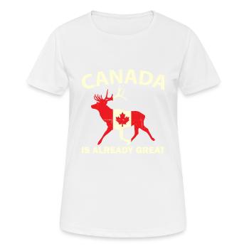 REH MIT KANADA-FLAGGE KANADA IST SCHON GROß - Frauen T-Shirt atmungsaktiv - Weiß - Vorne - AI Model Female 172 dark (172cm)