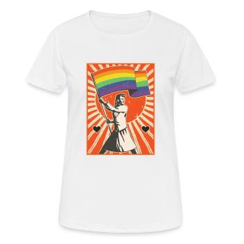 Gay Trans Queer Pride Rainbow Flag Equality LGBT - T-shirt respirant Femme - blanc - Devant - AI Model Female 172 dark (172cm)