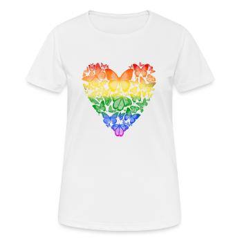 Papillons coeur love LGTBQ - T-shirt respirant Femme - blanc - Devant - AI Model Female 172 dark (172cm)