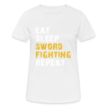 eat sleep Sword fighting - Women's Breathable T-Shirt - white - Front - AI Model Female 172 dark (172cm)