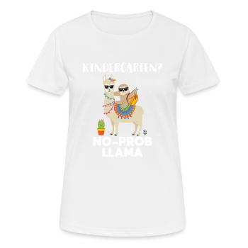 Kindergarten kein prob lama - Frauen T-Shirt atmungsaktiv - Weiß - Vorne - AI Model Female 172 dark (172cm)