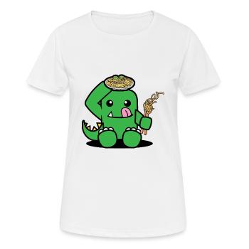 Dinosaurier mit Spaghetti - Frauen T-Shirt atmungsaktiv - Weiß - Vorne - AI Model Female 172 dark (172cm)