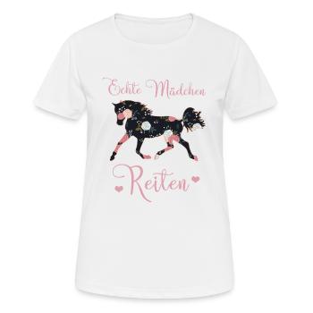 Echte Mädchen Reiten Pferde Geschenkidee - Frauen T-Shirt atmungsaktiv - Weiß - Vorne - AI Model Female 172 dark (172cm)