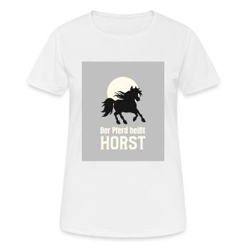 Der Pferd heißt Horst - Frauen T-Shirt atmungsaktiv - Weiß - Vorne - AI Model Female 172 dark (172cm)