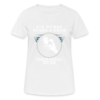 Ich wurde groß durch Spätzle mit Soß - Frauen T-Shirt atmungsaktiv - Weiß - Vorne - AI Model Female 172 dark (172cm)