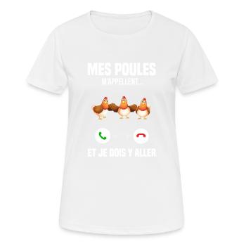 Mes Poules M'appellent Et Je Dois Y Aller - T-shirt respirant Femme - blanc - Devant - AI Model Female 172 dark (172cm)