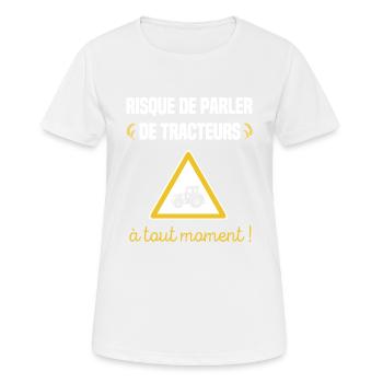 Risque de parler de tracteurs à tout moment - T-shirt respirant Femme - blanc - Devant - AI Model Female 172 dark (172cm)