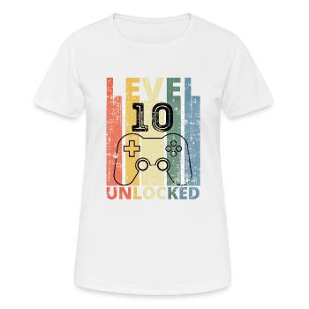 Level 10 freigeschaltet - Frauen T-Shirt atmungsaktiv - Weiß - Vorne - AI Model Female 172 dark (172cm)