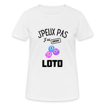 J'peux pas j'ai encore loto cadeau humour - T-shirt respirant Femme - blanc - Devant - AI Model Female 172 dark (172cm)