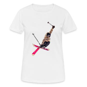 Skiing - Women's Breathable T-Shirt - white - Front - AI Model Female 172 dark (172cm)