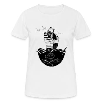 Seemann mit Fisch - Frauen T-Shirt atmungsaktiv - Weiß - Vorne - AI Model Female 172 dark (172cm)
