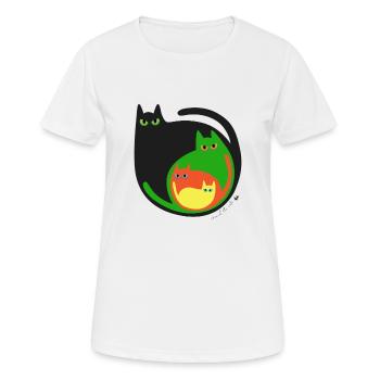Runde farbige Katzen Abbildung - Frauen T-Shirt atmungsaktiv - Weiß - Vorne - AI Model Female 172 dark (172cm)