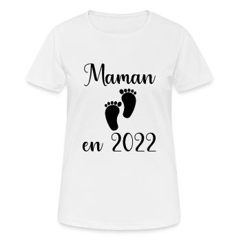 maman en 2022 - cadeau future maman - T-shirt respirant Femme - blanc - Devant - AI Model Female 172 dark (172cm)