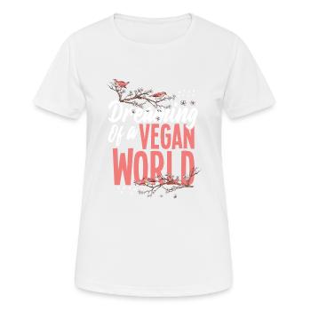 Rêver d’Un monde végétalien Vegan - T-shirt respirant Femme - blanc - Devant - AI Model Female 172 dark (172cm)