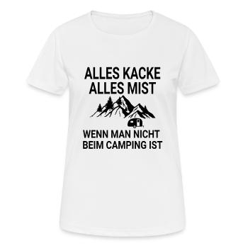 Lustiger Campen Camping Spruch - Frauen T-Shirt atmungsaktiv - Weiß - Vorne - AI Model Female 172 dark (172cm)