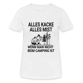 Lustiger Campen Camping Spruch - Frauen T-Shirt atmungsaktiv - Weiß - Vorne - AI Model Female 172 dark (172cm)