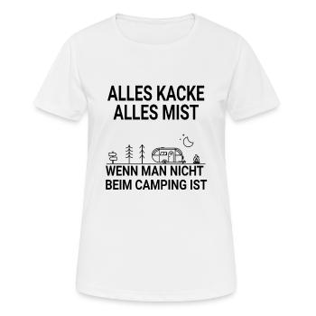 Lustiger Campen Camping Spruch - Frauen T-Shirt atmungsaktiv - Weiß - Vorne - AI Model Female 172 dark (172cm)