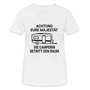 Lustiger Campen Camping Spruch - Frauen T-Shirt atmungsaktiv - Weiß - Vorne - AI Model Female 172 dark (172cm)