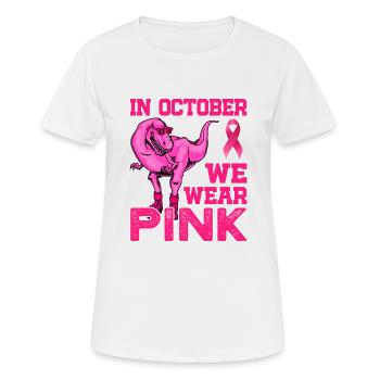 Im Oktober tragen wir Pink - Breast Cancer Awareness - Frauen T-Shirt atmungsaktiv - Weiß - Vorne - AI Model Female 172 dark (172cm)