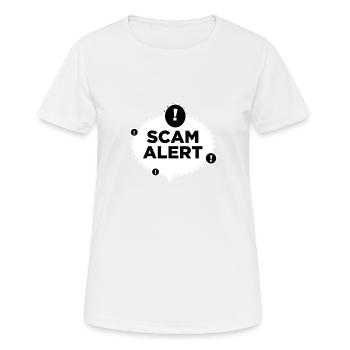lustiges Design SCAM ALERT - Frauen T-Shirt atmungsaktiv - Weiß - Vorne - AI Model Female 172 dark (172cm)