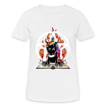 Satan Einhorn Pentagramm Teuflisch Fabelwesen Böse - Frauen T-Shirt atmungsaktiv - Weiß - Vorne - AI Model Female 172 dark (172cm)