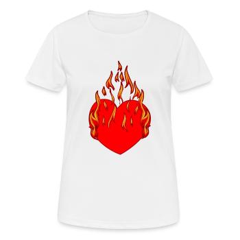 Coeur, Feu, Flamme, Enfer, Amour, Amour, Relation, - T-shirt respirant Femme - blanc - Devant - AI Model Female 172 dark (172cm)
