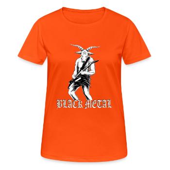 black metal, baphomet avec guitares électriques, musiciens, git - T-shirt respirant Femme - orange néon - Devant - AI Model Female 172 dark (172cm)