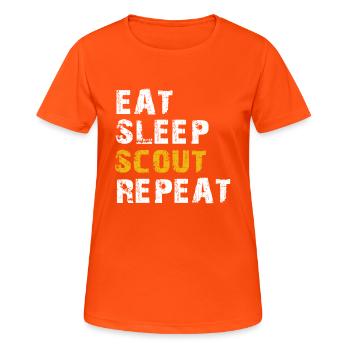 Eat Sleep Scout - Frauen T-Shirt atmungsaktiv - Neonorange - Vorne - AI Model Female 172 dark (172cm)