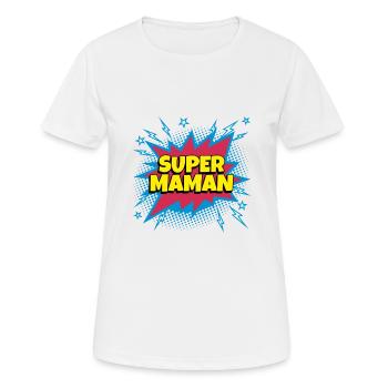 Super Maman super héro supermaman - T-shirt respirant Femme - blanc - Devant - AI Model Female 172 dark (172cm)