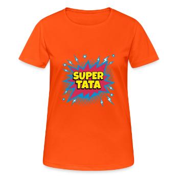 Super Tapa super héro supertata - T-shirt respirant Femme - orange néon - Devant - AI Model Female 172 dark (172cm)