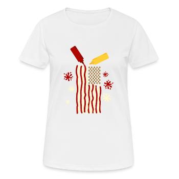 Drapeau des États-Unis Ketchup Mayonnaise Grill BBQ Burger - T-shirt respirant Femme - blanc - Devant - AI Model Female 172 dark (172cm)