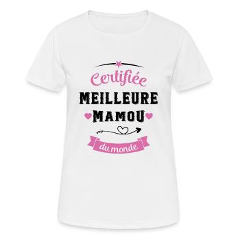 Certifié meilleure mamou du monde cadeau - T-shirt respirant Femme - blanc - Devant - AI Model Female 172 dark (172cm)