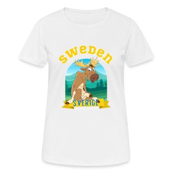 Sweden Sverige Elk on the loose - Women's Breathable T-Shirt - white - Front - AI Model Female 172 dark (172cm)