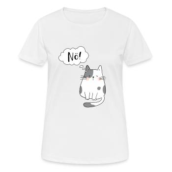 Katze mit Nö Denkblase lustiges Geschenk Neinsager - Frauen T-Shirt atmungsaktiv - Weiß - Vorne - AI Model Female 172 dark (172cm)