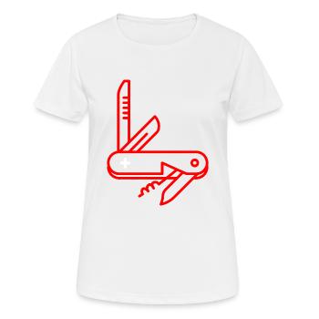 Schweizer Taschenmesser - Frauen T-Shirt atmungsaktiv - Weiß - Vorne - AI Model Female 172 dark (172cm)