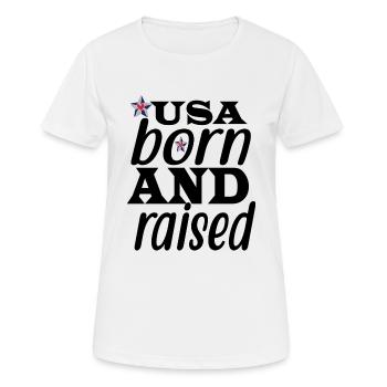 Usa né et élevé le 4 juillet - T-shirt respirant Femme - blanc - Devant - AI Model Female 172 dark (172cm)