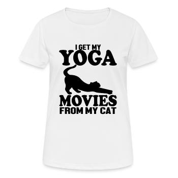 Yoga Katze Spruch Lustig Geschenk - Frauen T-Shirt atmungsaktiv - Weiß - Vorne - AI Model Female 172 dark (172cm)