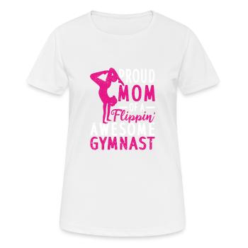 Stolze Mutter eines verrückten Turners Lustige Gym - Frauen T-Shirt atmungsaktiv - Weiß - Vorne - AI Model Female 172 dark (172cm)
